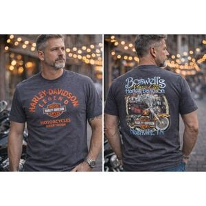 Harley-Davidson Nashville Boswell's Music City Graphic T-Shirt Mens Large Gray